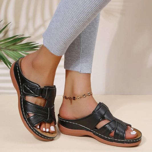 ZANDORA leren dames sandalen met open teen