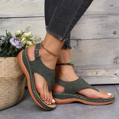 ZANDORA dames sandalen met sleehak in reliefdesign